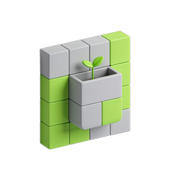 Green Block Wall Planter Icon - Eco-Friendly 3D Design