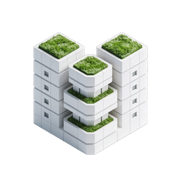 Green Sustainable Building 3D Isometric Icon