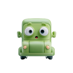 Cute Green Bus Character Clay Style 3D Icon