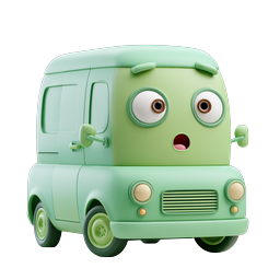 Cute Green Cartoon Van Icon | 3D Clay Style Vehicle