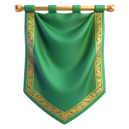 Green Ceremonial Banner Icon - Royal Heraldic Pennant