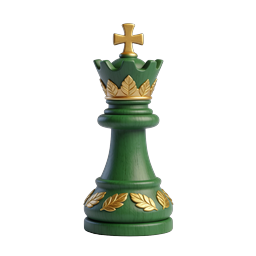 Green Chess King Icon - Royal 3D Chess Piece with Gold Accents