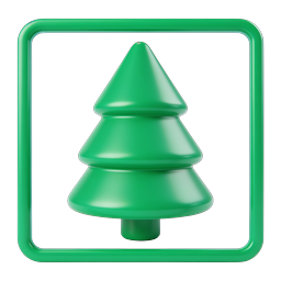 Green Christmas Tree Icon - Festive Holiday 3D Illustration