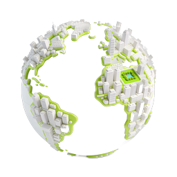 Green City Globe Icon - Sustainable Urban World