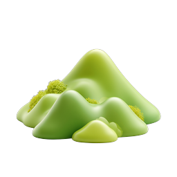 Green Clay Hills 3D Mountain Icon - Nature Landscape