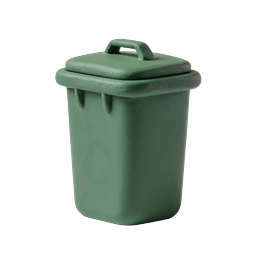 Green Clay Trash Can Icon - 3D Waste Bin Design