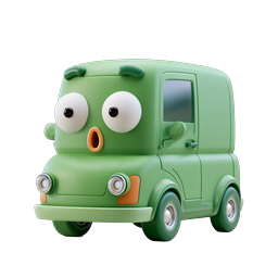Cute Green Clay Van Character 3D Icon