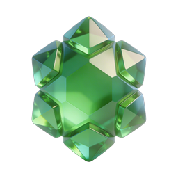Green Crystal Cluster 3D Geometric Icon | Premium Gem