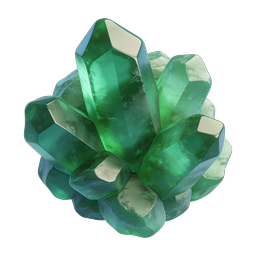 Green Crystal Cluster Gemstone Icon - 3D Realistic