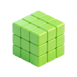 Green 3D Cube Block Icon - Glossy Modular Design