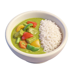 Green Curry Rice Bowl 3D Food Icon