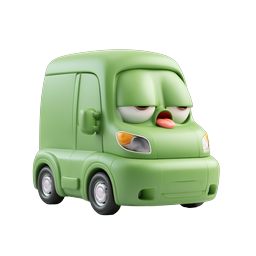 Cute Green Delivery Truck 3D Icon