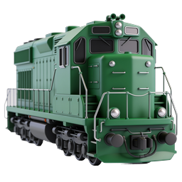 Green Diesel Locomotive 3D Icon - Railway Transport Design