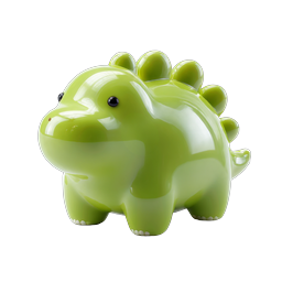 Cute Green Dinosaur Toy 3D Render Icon