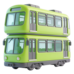 Green Double-Decker Bus 3D Icon | Eco Transport Design