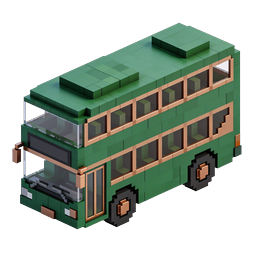 Green Double-Decker Bus 3D Isometric Icon