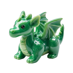 Green Dragon Figurine Icon - 3D Glossy Fantasy Toy