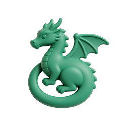 Green Dragon 3D Icon - Cute Fantasy Creature Design