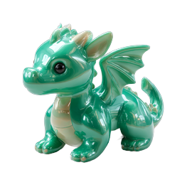 Cute Green Dragon 3D Icon - Fantasy Character Design