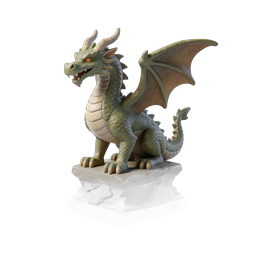 Green Dragon Fantasy Statue 3D Icon