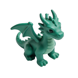 Icona statuetta giocattolo drago verde carino - Rendering 3D fantasy