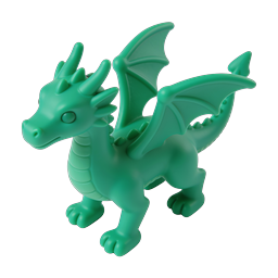 Green Dragon Toy Figurine - 3D Clay Style Icon