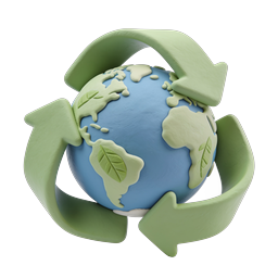 Green Earth Globe Surrounded by Leaves Icon