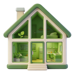 Green Eco House 3D Icon | Sustainable Home Design