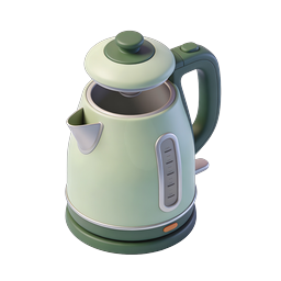 Green Electric Kettle 3D Icon for Kitchen Apps
