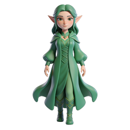 Green Elf Warrior Fantasy Character Icon - 3D Render