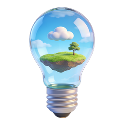 Green Energy Lightbulb with Floating Island Ecosystem