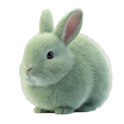 Green Fluffy Bunny Realistic Icon | Easter Rabbit