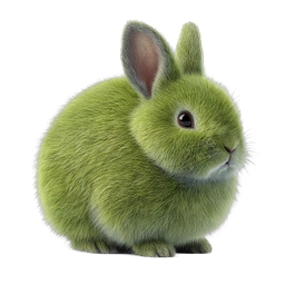 Bezauberndes grünes flauschiges Kaninchen 3D-Illustration
