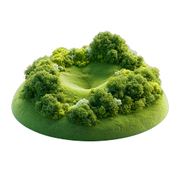 Lush Green Forest Island 3D Nature Icon