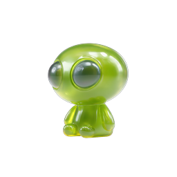 Ícone de personagem de brinquedo alienígena de vidro verde fofo