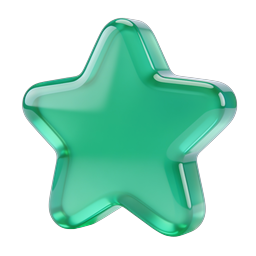 Green Glass Star Icon - 3D Crystal Rating Symbol