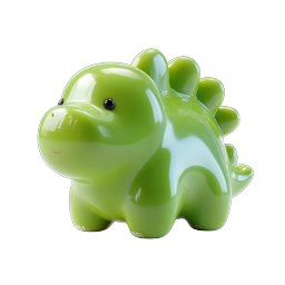 Green Glossy Dinosaur Icon - Cute 3D Stegosaurus