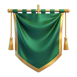 Green Gold Banner Icon | Royal Heraldic Pennant Design