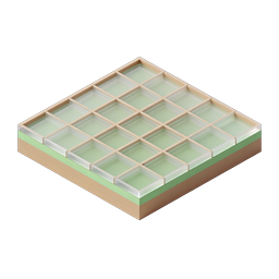 绿色网格面板等轴测 3D 图标 | 分层架构