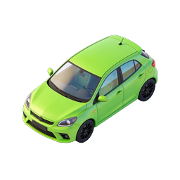 Green Hatchback Car Isometric 3D Icon for Apps