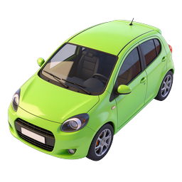 Green Hatchback Car Icon - 3D Transport Illustration