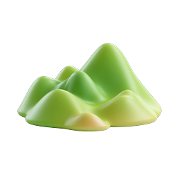 Green Hills Clay Style 3D Nature Icon for Apps