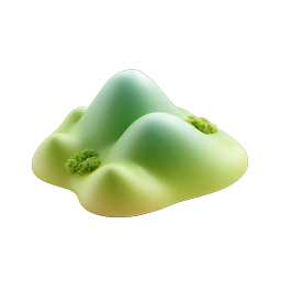 Green Hills 3D Clay Icon - Nature Landscape Design