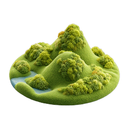 Green Hills Landscape 3D Nature Icon | Miniature Terrain