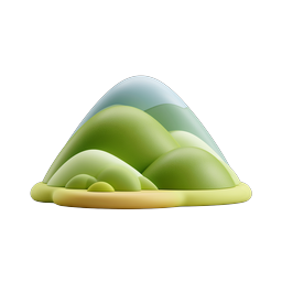 Green Hills 3D Mountain Icon – Nature Landscape