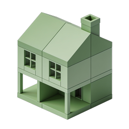 Biểu tượng ngôi nhà Isometric màu xanh lá - Minh họa ngôi nhà 3D