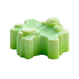 Green Jelly Clump 3D Icon - Glossy Gelatin Clay Style