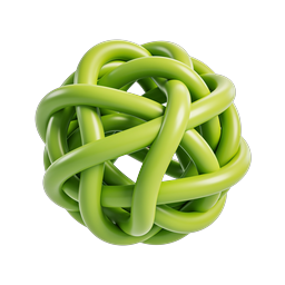 Green 3D Knot Sphere Icon - Glossy Interwoven Design