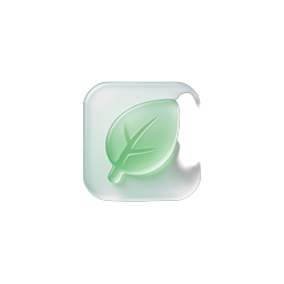 Green Leaf Icon - Eco-Friendly Glass 3D Design