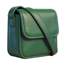Green Leather Bag Icon - Realistic 3D Messenger Bag